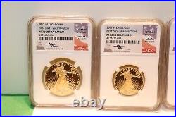 2017 W 4 Coin Proof Gold Eagle Set First Day of Issue NGC PF 70 Mercanti Signed