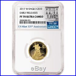 2017-W Proof $10 American Gold Eagle 1/4 oz NGC PF70UC 225th Anniversary ER Labe