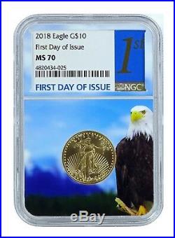 2018 $10 American Gold Eagle NGC MS70 First Day Issue Eagle Core