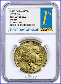 2018 1 oz Gold Buffalo $50 Coin NGC MS69 First Day of Issue SKU50651