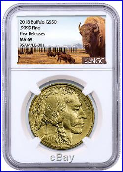 2018 1 oz Gold Buffalo $50 Coin NGC MS69 First Releases Buffalo Label SKU50682