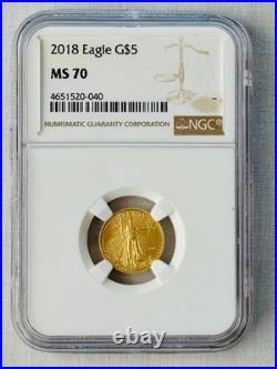 2018 $5 Gold American Eagle NGC MS70 1/10 oz Brilliant Uncirculated