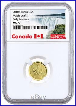 2018 Canada 1/10 oz Gold Maple Leaf $5 Coin NGC MS70 ER Exclusive Label SKU52120