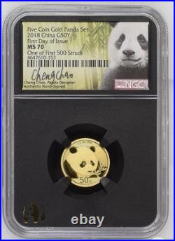 2018 China G50Y First Day Of Issue MS70 Panda One Of First 500 Signed By Cheng C
