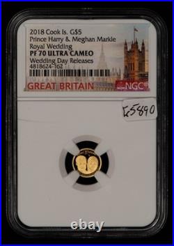 2018 Cook Is. $5 1/100 oz Gold Royal Wedding Prince Harry NGC PF 70 UC G5890