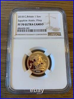 2018 Great Britain Sovereign Privy marked Gold Proof NGC PF70UC