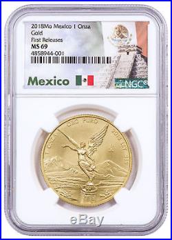 2018-Mo Mexico 1 oz Gold Libertad Coin NGC MS69 FR Exclusive Mexico Lbl SKU54887