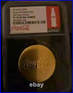 2018 NGC 1oz 24k Gold Coca Cola $50 Proof70 First Day Of Issue Mintage Only 250