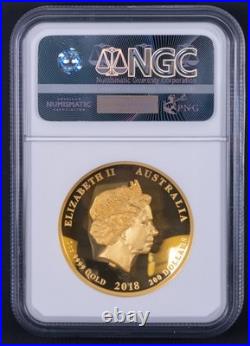 2018 P 2 oz Australia Proof Gold $200 Tiger & Dragon High Relief NGC PF70