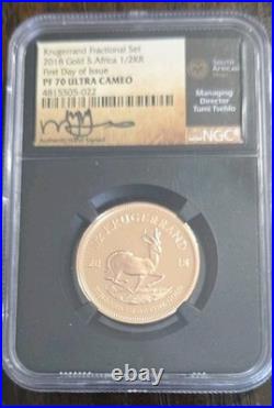 2018 South Africa Gold 1/2 oz Proof Krugerrand Coin NGC PF 70 UC Hand Signed