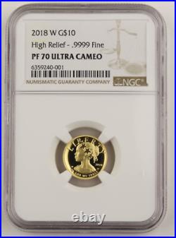 2018 W 1/10 Oz Gold American Liberty High Relief Proof $10 Coin NGC PF70 UCAM