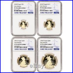 2018-W American Gold Eagle Proof 4-pc Year Set NGC PF70 UCAM Early Releases
