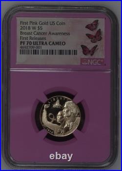 2018 W Breast Cancer Awareness $5 PF NGC PF70? FLAWLESS QUALITY? FR