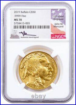 2019 1 oz Gold Buffalo $50 Coin NGC MS70 Mercanti Signed Label SKU58697