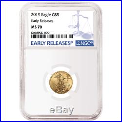 2019 $5 American Gold Eagle 1/10 oz. NGC MS70 Blue ER Label
