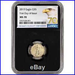 2019 American Gold Eagle 1/10 oz $5 NGC MS70 First Day of Issue Grade 70 Black