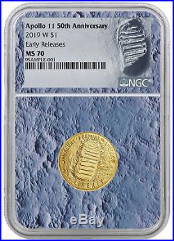 2019 Apollo 11 50th Annv $5 Gold Commemorative Coin NGC MS70 ER PRESALE SKU56520