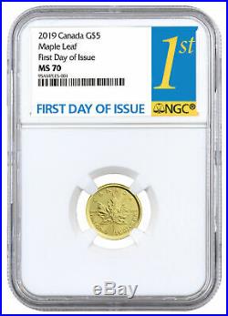 2019 Canada 1/10 oz Gold Maple Leaf $5 Coin NGC MS70 FDI First Day SKU55927