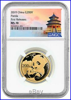 2019 China 15 g Gold Panda ¥200 Coin NGC MS70 FR Temple Label SKU56048