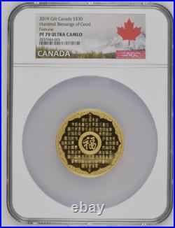 2019 Gilt Canada S $30 Hundred Blessings of Good Fortune PF 70 Ultra Cameo 2019 Gilt Canada S $30 Hundred Blessings of Good Fortune PF 70 Ultra Cameo
