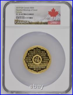 2019 Gilt Canada S $30 Hundred Blessings of Good Fortune PF 70 Ultra Cameo 2019 Gilt Canada S $30 Hundred Blessings of Good Fortune PF 70 Ultra Cameo