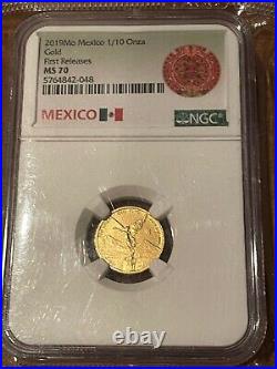 2019 Gold Libertad Mexico 1/10 oz. 999 Gold Coin NGC MS70 Rare Low Minted