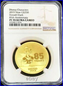 2019 Gold Niue 1 Oz 500 Mintage Donald Duck $250 Disney Coin Ngc Proof 70 Uc