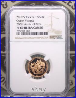 2019 St. Helena Queen Victoria 1/2 Gold Sovereign Proof NGC PF69 UC #002 200th