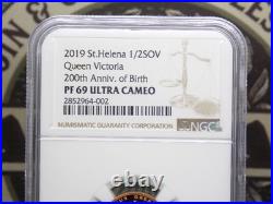 2019 St. Helena Queen Victoria 1/2 Gold Sovereign Proof NGC PF69 UC #002 200th