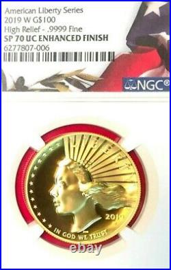 2019-W $100 GOLD LIBERTY ENHANCED HIGH RELIEF UHR NGC SP-70 ULTRA CAMEO WithOGP