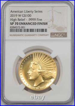 2019-W $100 Gold 1oz NGC SP70 Enhanced finish American Liberty Series High Relie