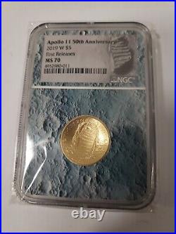 2019 W $ 5 Gold Ngc Ms 70 Apollo 11 50th Anniversary First Releases