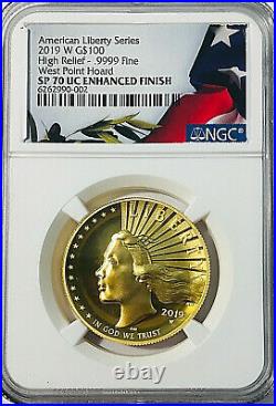 2019 W American Liberty $100 Hr Gold 21 West Point Hoard Ngc Sp70 Ef Ucam