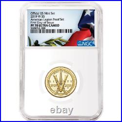 2019-W Proof $5 Gold American Legion 100th Ann. NGC PF70UC FDI Flag Label
