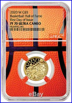 2020W $5 Basketball Hall of Fame Gold Proof Coin NGC PF70 FDI Basketball PRESALE
