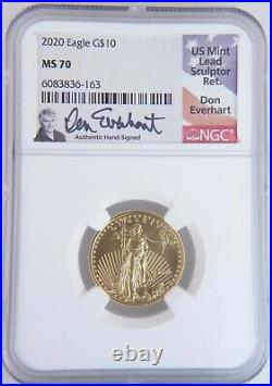 2020 $10 1/4 Oz American Gold Eagle NGC Certified MS 70 Don Everhart