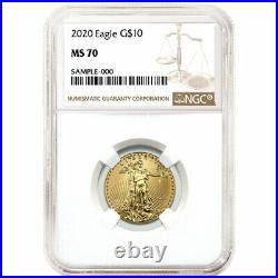 2020 $10 American Gold Eagle 1/4 oz. NGC MS70 Brown Label