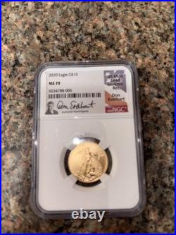 2020 $10 Gold American Eagle NGC MS70 Don Everhart Signature Label 2020 $10 Gold American Eagle NGC MS70 Don Everhart Signature Label