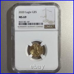 2020 1/10oz $5 Gold Eagle NGC MS69 Brown Label