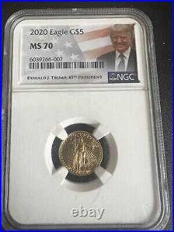 2020 $5 American Gold Eagle 1/10 oz NGC MS70 Trump 45th President Label