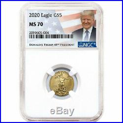 2020 $5 American Gold Eagle 1/10 oz. NGC MS70 Trump Label