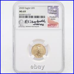 2020 $5 Gold Eagle MS69 NGC Signed By 11th Chief Engraver Elizabeth Jones