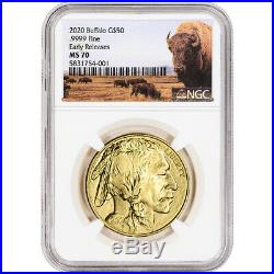 2020 American Gold Buffalo 1 oz $50 NGC MS70 Early Releases Bison Label