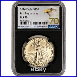 2020 American Gold Eagle 1 oz $50 NGC MS70 First Day of Issue Grade 70 Black
