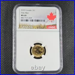 2020 Canada G$5 POLAR BEAR 1/10 oz. 9999 Gold Coin NGC MS69