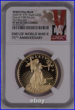 2020 End of World War II 75th Anniversary American Eagle Gold PF69 ULTRA CAMEO