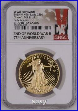 2020 End of World War II 75th Anniversary American GOLD Eagle NGC PF70 ER