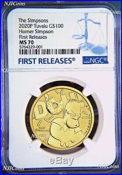 2020 Homer Simpson $100 1oz. 9999 GOLD BULLION COIN NGC MS70 First Releases