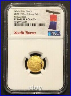 2020 Korean Tiger 1/10oz. South Korea Gold NGC PF70 Ultra Cameo Korean Label