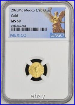 2020 Mexico 1/20 Oz Gold Coin Libertad Ngc Ms 69 Extremely Rare Only 700 Minted